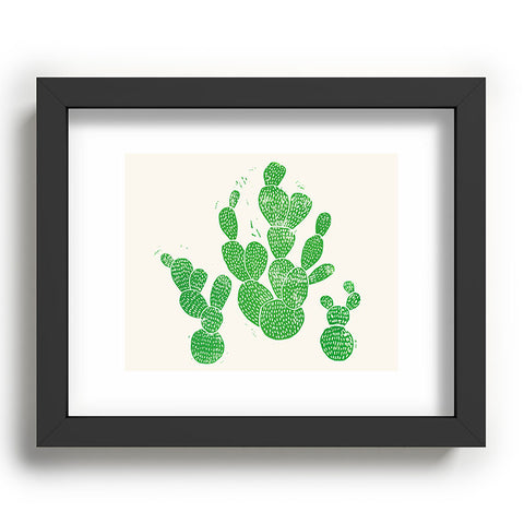 Bianca Green Linocut Cacti 1 Family Recessed Framing Rectangle
