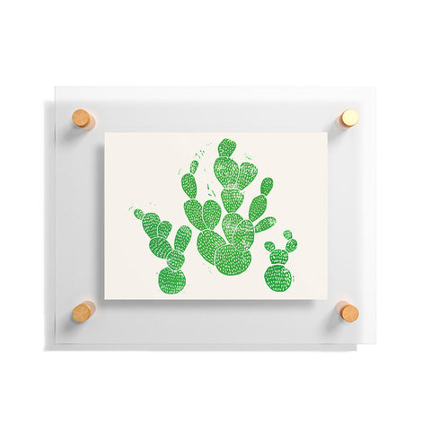 Bianca Green Linocut Cacti 1 Family Floating Acrylic Print