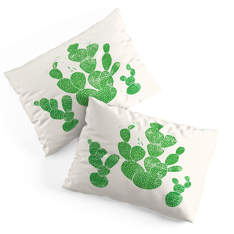 Bianca Green Linocut Cacti 1 Family Pillow Shams