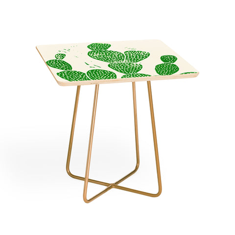 Bianca Green Linocut Cacti 1 Family Side Table