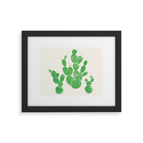 Bianca Green Linocut Cacti 1 Family Framed Art Print
