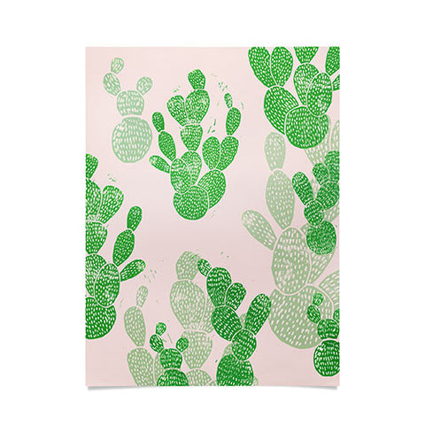 Bianca Green Linocut Cacti 1 Pattern Poster