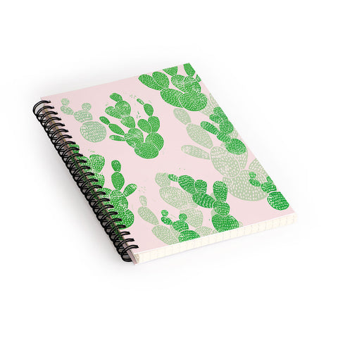Bianca Green Linocut Cacti 1 Pattern Spiral Notebook
