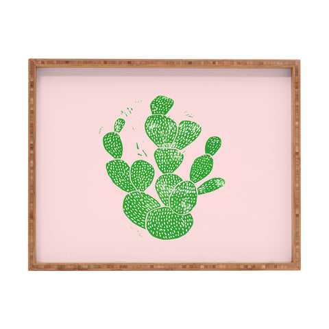 Bianca Green Linocut Cacti 1 Rectangular Tray