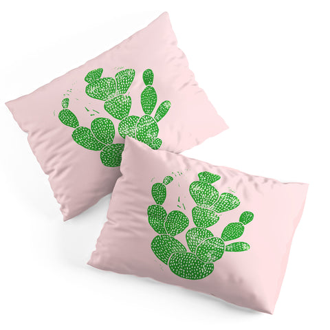 Bianca Green Linocut Cacti 1 Pillow Shams