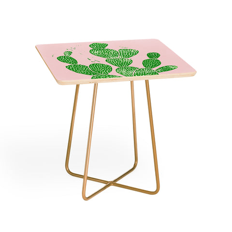 Bianca Green Linocut Cacti 1 Side Table