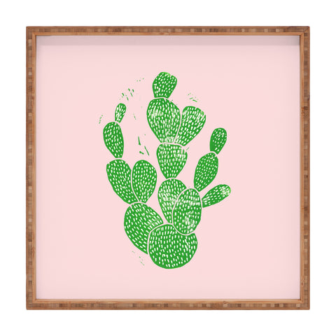 Bianca Green Linocut Cacti 1 Square Tray
