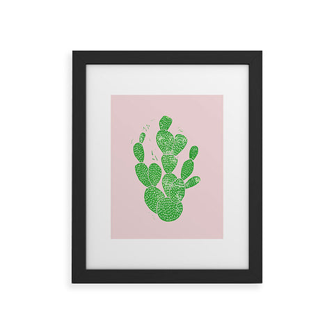 Bianca Green Linocut Cacti 1 Framed Art Print