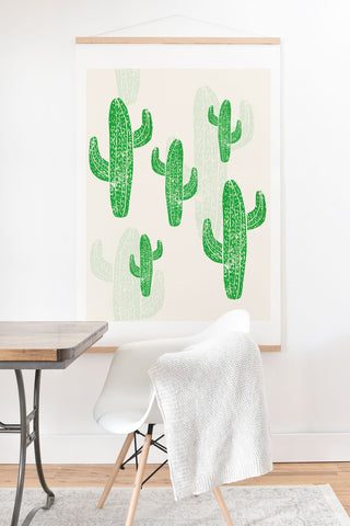 Bianca Green Linocut Cacti 2 Art Print And Hanger