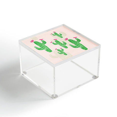 Bianca Green Linocut Cacti 2 Blooming Acrylic Box