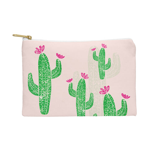 Bianca Green Linocut Cacti 2 Blooming Pouch
