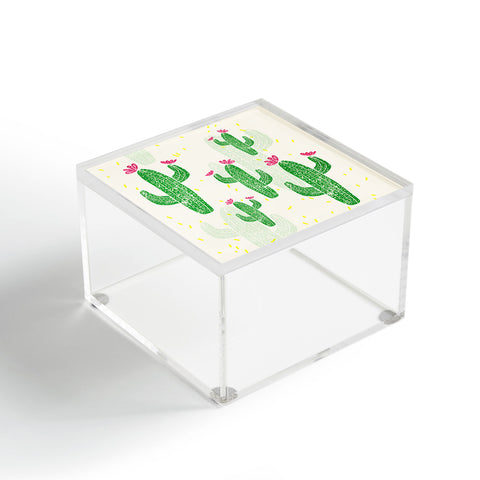 Bianca Green Linocut Cacti 2 Confetti Acrylic Box