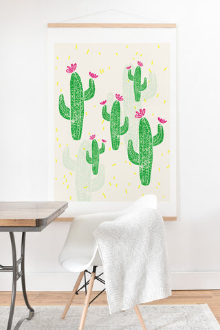 Bianca Green Linocut Cacti 2 Confetti Art Print And Hanger