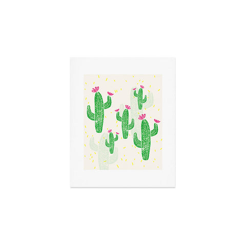 Bianca Green Linocut Cacti 2 Confetti Art Print