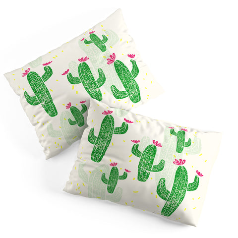 Bianca Green Linocut Cacti 2 Confetti Pillow Shams