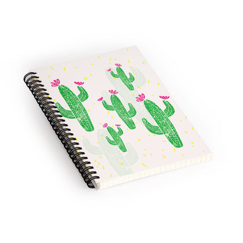 Bianca Green Linocut Cacti 2 Confetti Spiral Notebook