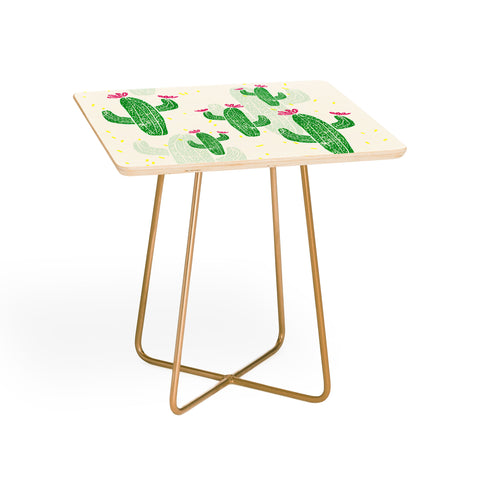 Bianca Green Linocut Cacti 2 Confetti Side Table