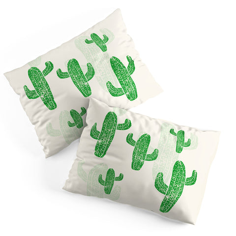 Bianca Green Linocut Cacti 2 Pillow Shams