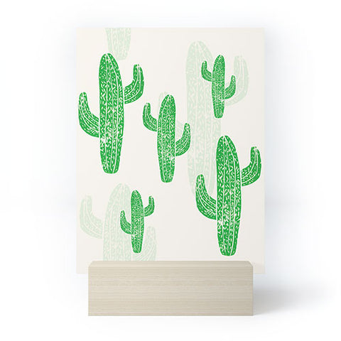 Bianca Green Linocut Cacti 2 Mini Art Print
