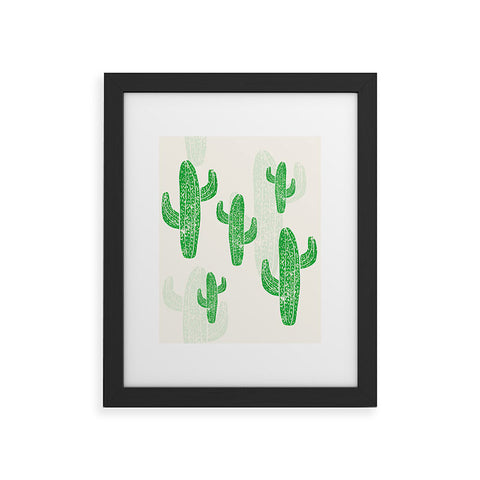 Bianca Green Linocut Cacti 2 Framed Art Print