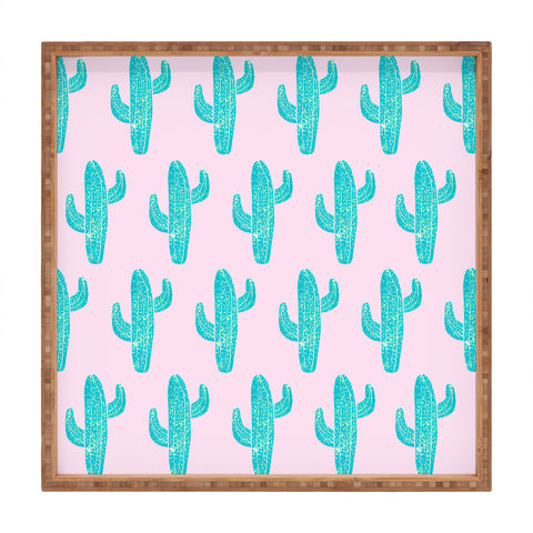 Bianca Green Linocut Cacti Candy Square Tray