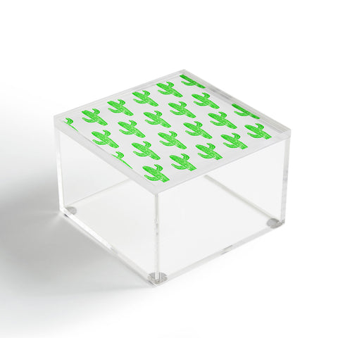 Bianca Green Linocut Cacti Green Acrylic Box