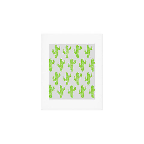 Bianca Green Linocut Cacti Green Art Print