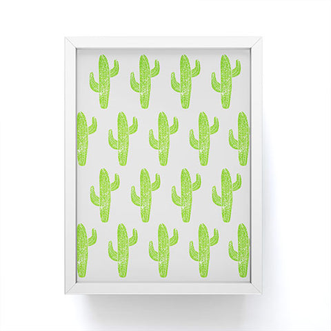 Bianca Green Linocut Cacti Green Framed Mini Art Print