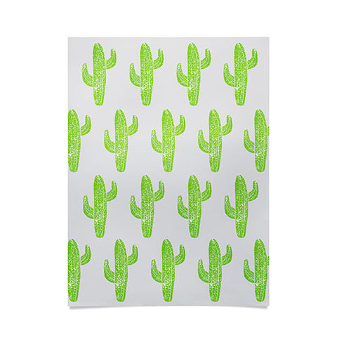 Bianca Green Linocut Cacti Green Poster