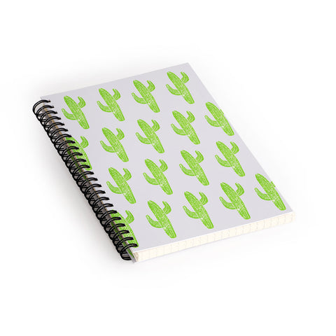 Bianca Green Linocut Cacti Green Spiral Notebook