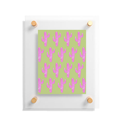 Bianca Green Linocut Cacti Pink Floating Acrylic Print