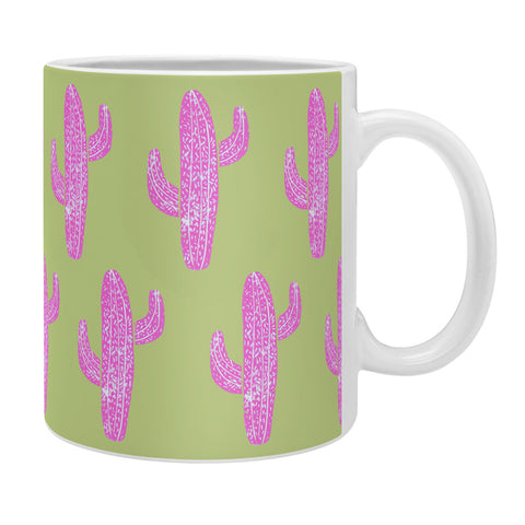 Bianca Green Linocut Cacti Pink Coffee Mug