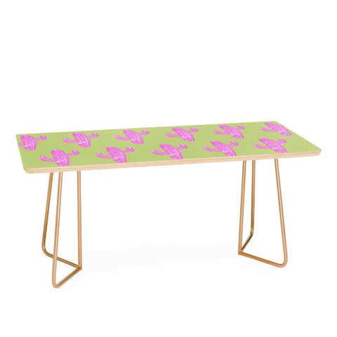Bianca Green Linocut Cacti Pink Coffee Table