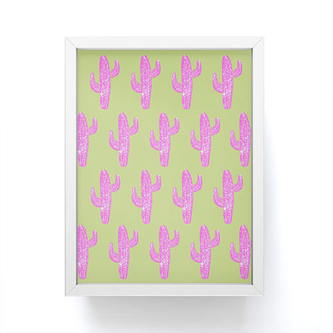 Bianca Green Linocut Cacti Pink Framed Mini Art Print