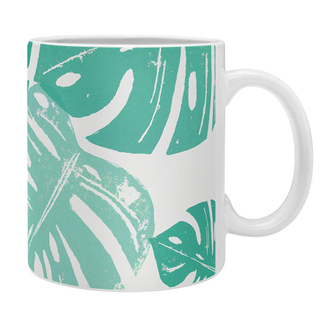 Bianca Green Linocut Monstera Coffee Mug