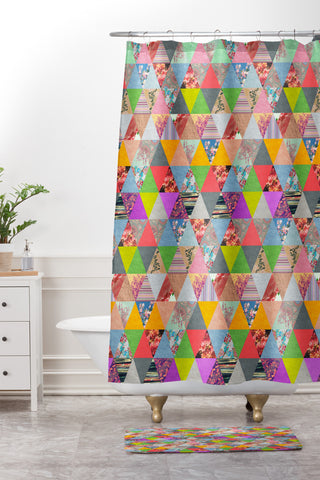 Bianca Green Lost In Pyramid Shower Curtain And Mat