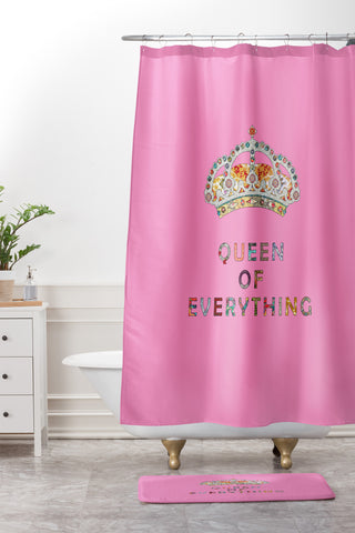 Bianca Green Queen Of Everything Pink Shower Curtain And Mat