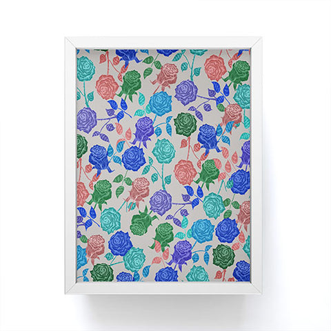Bianca Green Roses Blue Framed Mini Art Print
