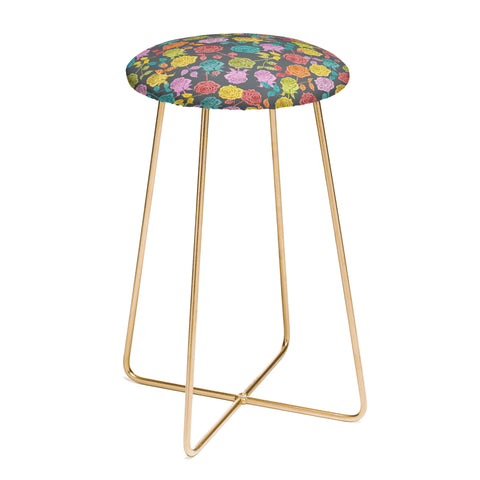 Bianca Green Roses Red Counter Stool