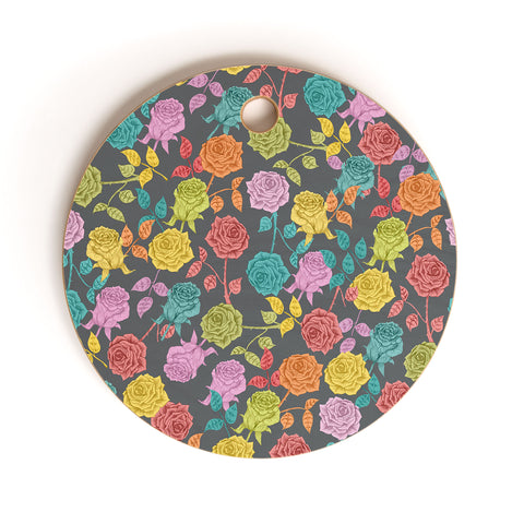 Bianca Green Roses Red Cutting Board Round