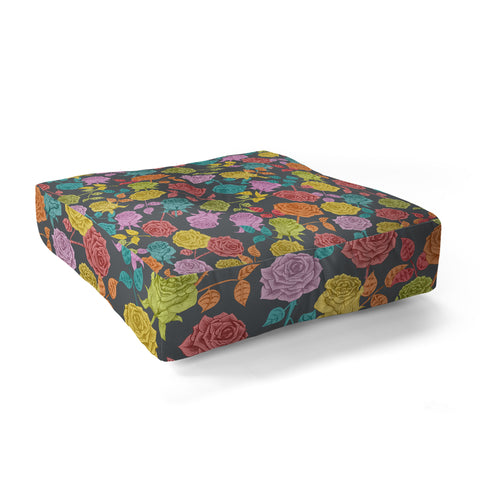 Bianca Green Roses Red Floor Pillow Square