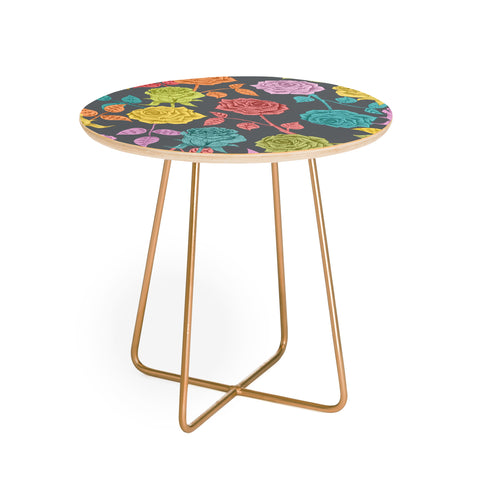 Bianca Green Roses Red Round Side Table