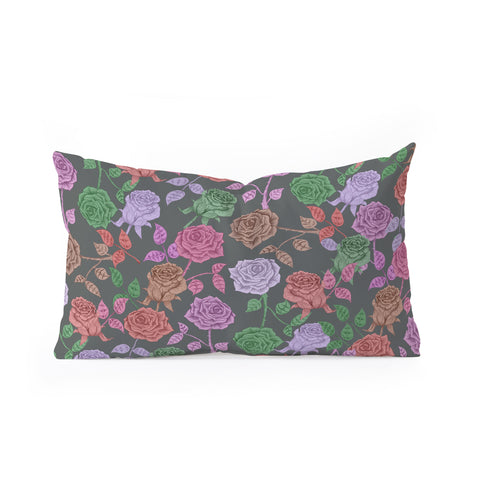 Bianca Green Roses Vintage Oblong Throw Pillow