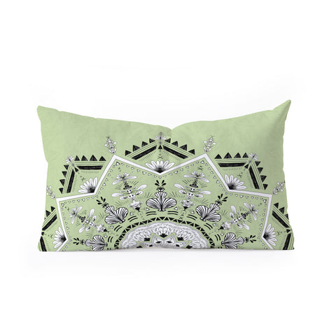 Bianca Green Star Mandala Green Oblong Throw Pillow