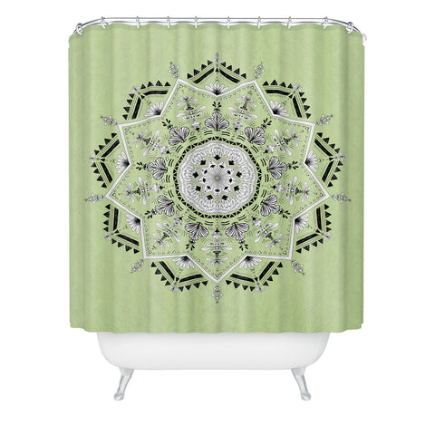 Bianca Green Star Mandala Green Shower Curtain