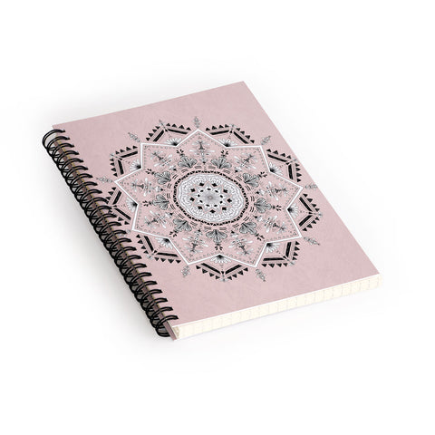 Bianca Green Star Mandala Peach Spiral Notebook