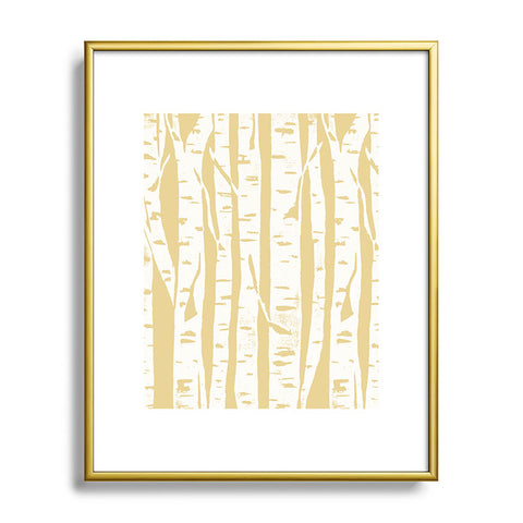 Bianca Green Woodcut Birches Sunny Metal Framed Art Print