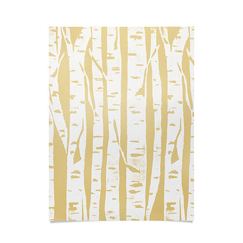 Bianca Green Woodcut Birches Sunny Poster
