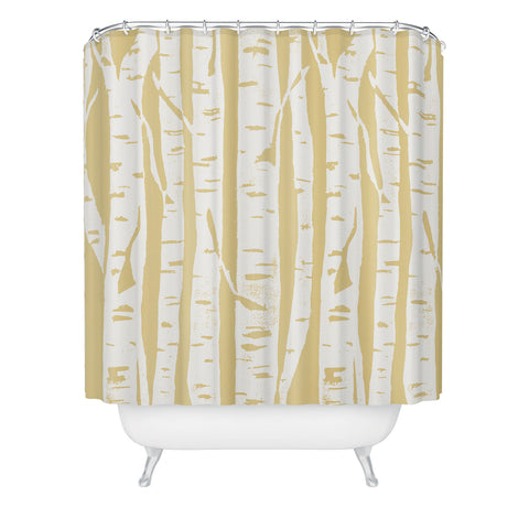 Bianca Green Woodcut Birches Sunny Shower Curtain