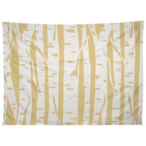 Bianca Green Woodcut Birches Sunny Tapestry
